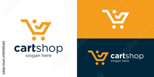 Creative simple cart shop logo template. Modern shopping cart logo design vector illustration.
