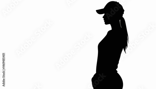 Woman in silhouette wearing a cap, standing in stillness, serenity