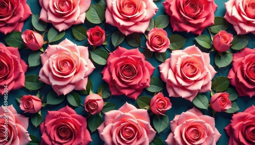 Intricate blooming roses in repeating pattern , fabric, summer, wallpaper