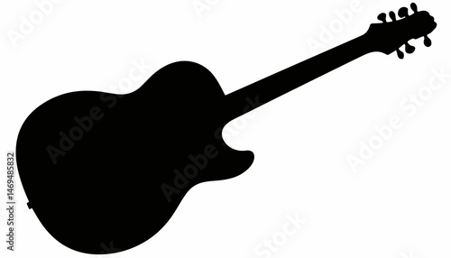 Silhouette of electric guitar on white background, musical creativity