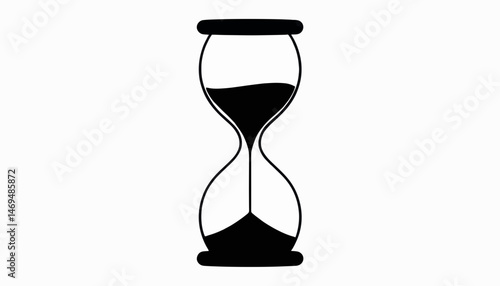 Silhouette of hourglass with falling sand on white background, time concept