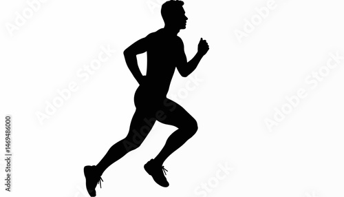 Athlete running silhouette in motion, determination and energy