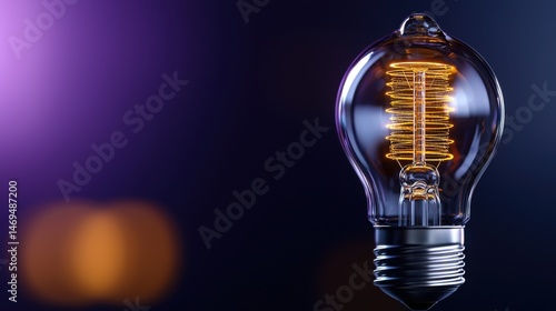 A light bulb with a twisted neck is lit up