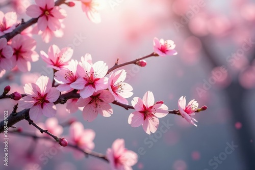 Intricate sakura branch pattern, varying shades of pink and white , japanese, cherry blossom