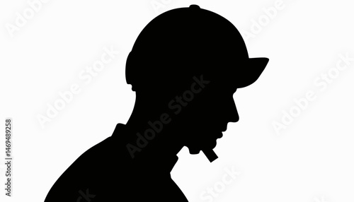 Jockey silhouette wearing racing helmet, equestrian sport symbolism