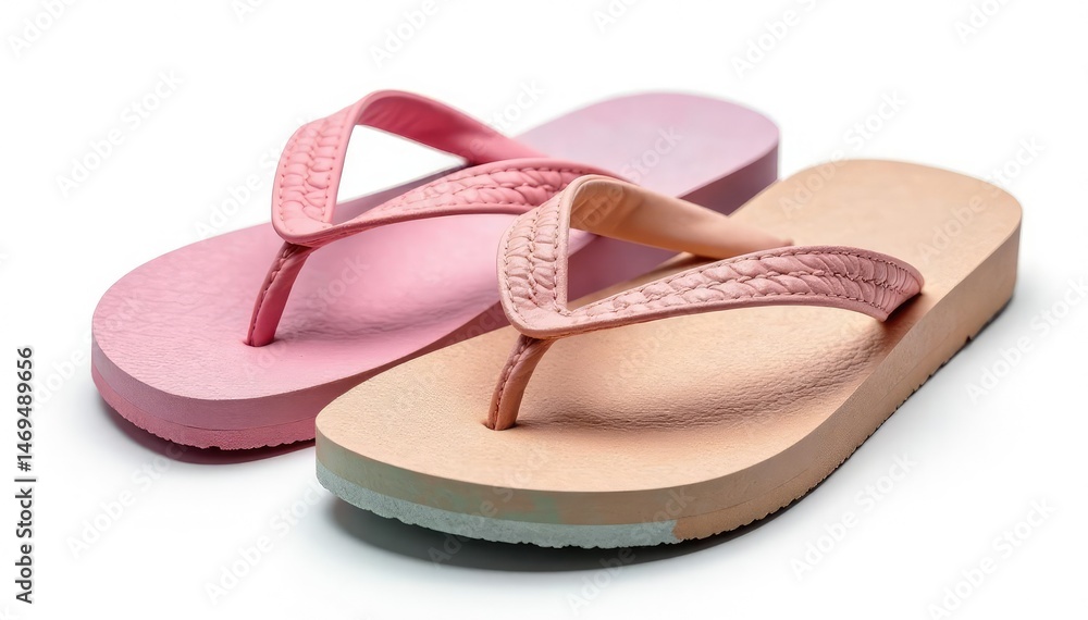Pair of flip-flops, isolated on white, close-up view , colorful, pair of flip-flops, simple Pair of flip-flops, isolated on white, close-up view , colorful, pair of flip-flops, simple