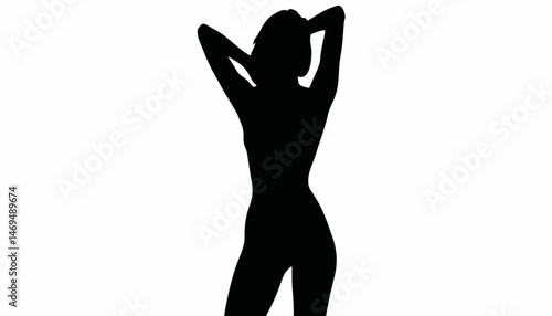 Silhouette of a woman striking a pose against a white background, beauty