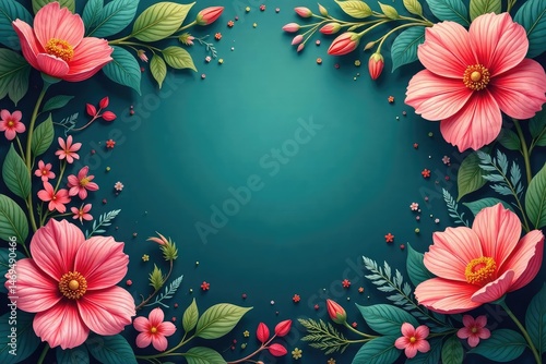 Nature-inspired floral elements create flowing design , elegant, romantic, retro