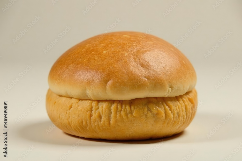Perfectly formed plain bun, smooth surface, light brown, baked, studio shot, snack Perfectly formed plain bun, smooth surface, light brown, baked, studio shot, snack