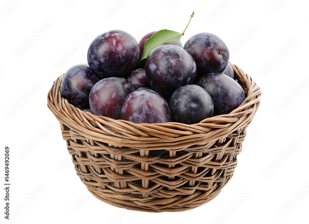 Fototapeta premium Plums in woven basket