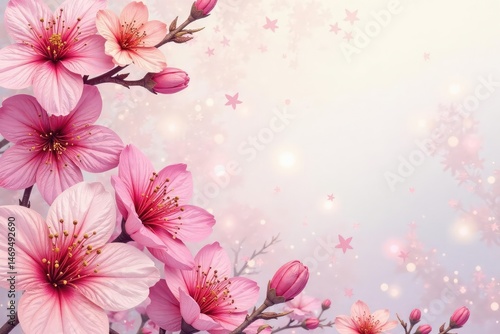 Soft watercolor style, overlapping blossoms Continuous, subtle design , photo, background