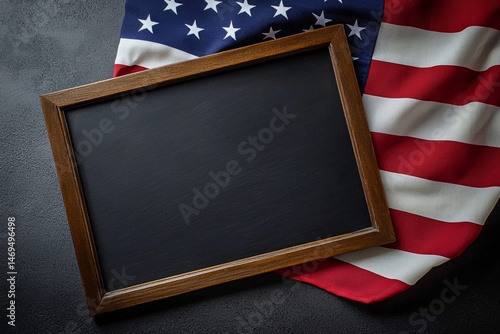 Blank slate board symbolizing freedom and opportunities during US national celebrations. 