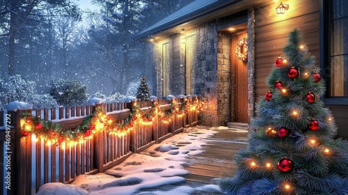 Stunning Christmas lights illuminate the winter night.