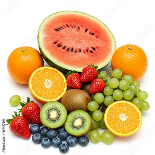 fresh fruits on white background