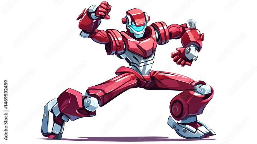 Energetic Free Fighter Performing a Robot Dance in a Digital Art Illustration Energetic Free Fighter Performing a Robot Dance in a Digital Art Illustration