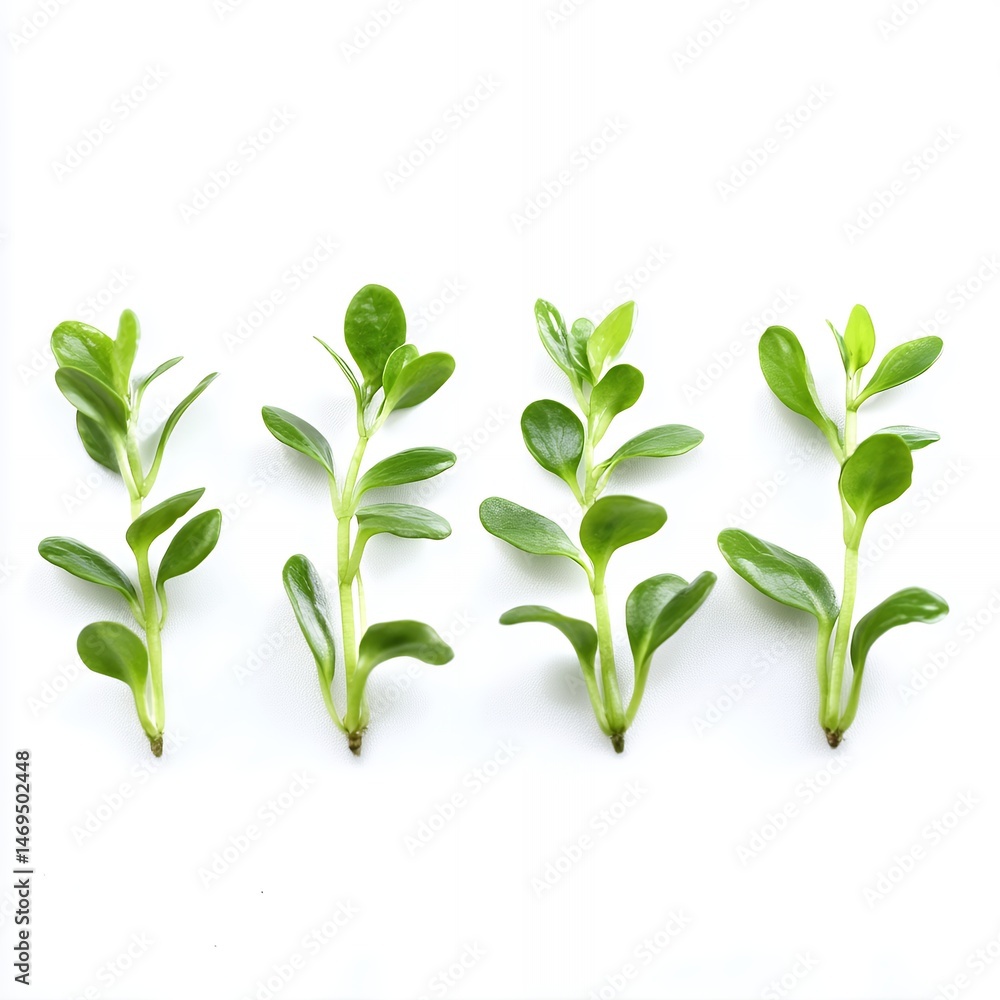 Fototapeta premium Fresh Green Plant Sprouts Nature Spring Growth Botany eco leaf stem life lush flora white image