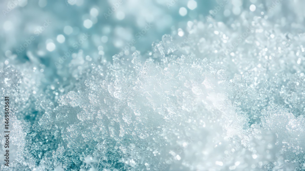 Obraz premium Icy Texture Close-Up: Teal and White Frosty Crystal Background