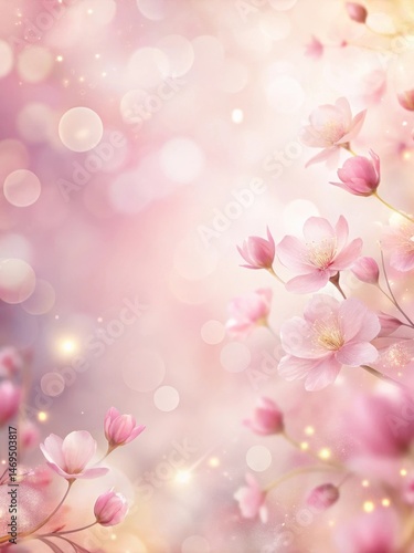 Obraz na płótnie Soft light pink bokeh with a whimsical floral pattern w salonie