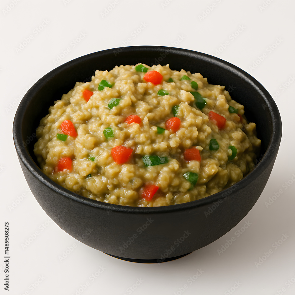 Eggplant Salad in Black Bowl on White Background – Traditional Restaurant Style Appetizer Eggplant Salad in Black Bowl on White Background – Traditional Restaurant Style Appetizer