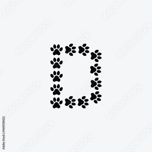 Dog Paw Letter D Emblem