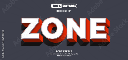 Zone text effect. Editable text effect
