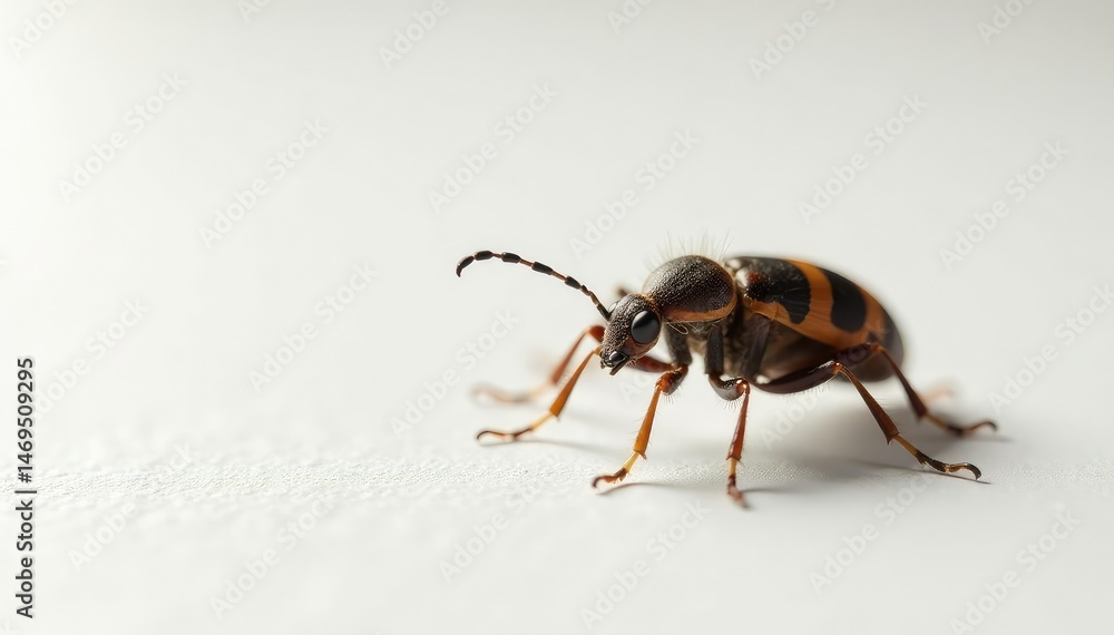Close-up of single insect on plain white background, entomological, studio Close-up of single insect on plain white background, entomological, studio