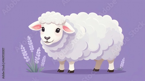 Wallpaper Mural Flat Vector Sheep with Fluffy Wool for Kids Learning Torontodigital.ca