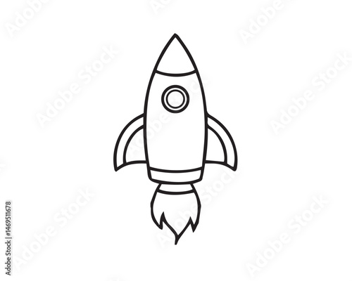 Rocket Launching Upward Icon, Successful Rocket Liftoff, ascending to the Stars, Blast Off to Success.