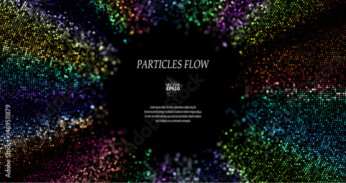 Bright concentric circle pattern with rainbow palette. Style op art, psychedelic, digital abstraction.