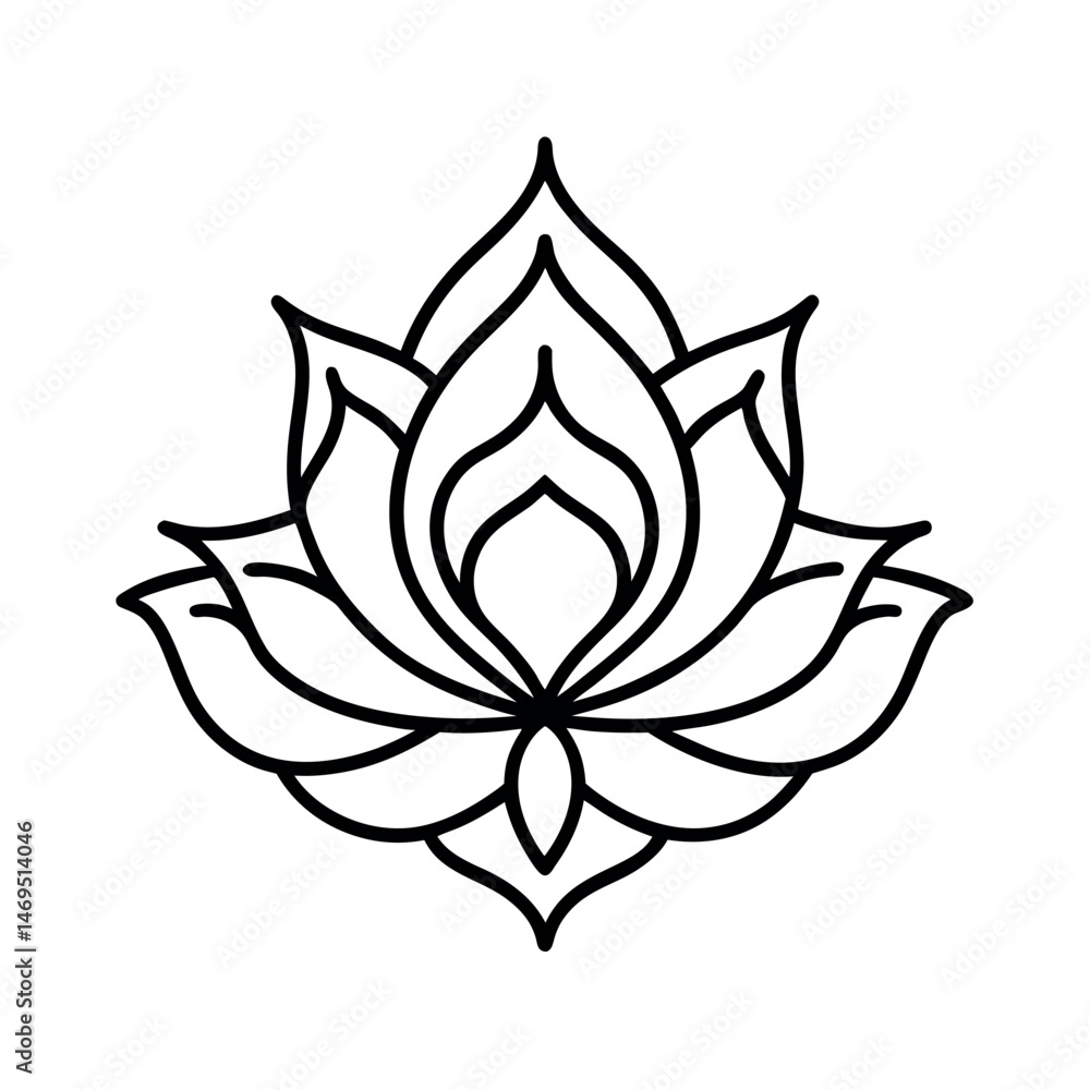 Lotus Rise Tattoo Outline Vector Design Lotus Rise Tattoo Outline Vector Design