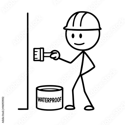 Stick figure builder applying waterproof coating