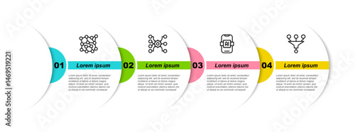 Set line Neural network, Artificial intelligence AI and Funnel filter. Business infographic template. Vector