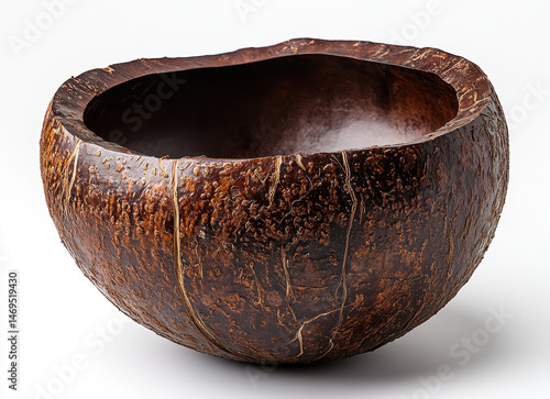 High-Quality Coconut Shell Bowl Isolated on White Background for Organic Natural Decor