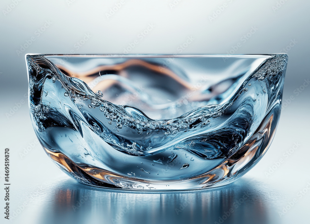 artistic glass bowl with intricate swirling patterns isolated on white background representing delicate craftsmanship
