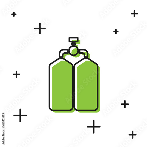 Black Aqualung icon isolated on white background. Oxygen tank for diver. Diving equipment. Extreme sport. Diving underwater equipment. Vector