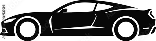 Sports car silhouette with smooth curves, High speed modern car outline