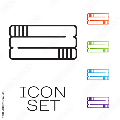 Black line Towel stack icon isolated on white background. Set icons colorful. Vector