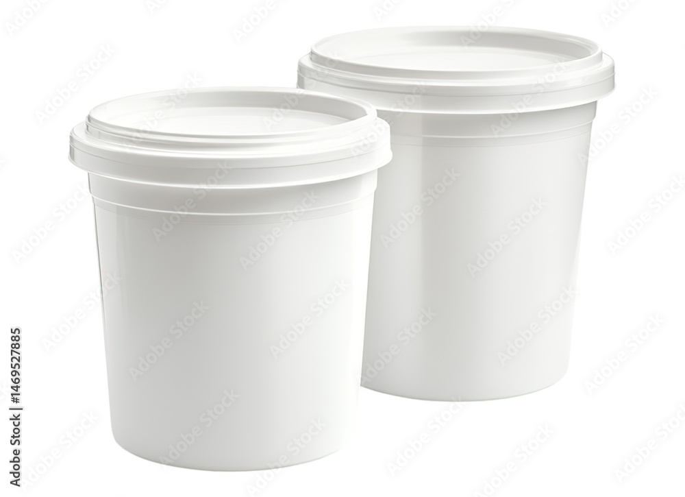 Two white plastic containers Two white plastic containers