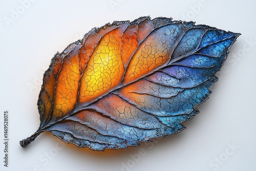 Detailed leaf artwork, vibrant colors and textures