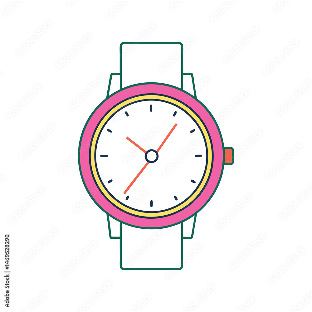 Wrist watch icon in flat style. Hand clock vector illustration on white isolated background Wrist watch icon in flat style. Hand clock vector illustration on white isolated background