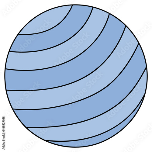 Hand drawn cartoon fitness ball on white background.