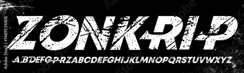 A Rustic Bold Alphabet with Unique Typeface on the Black Background,Grunge Typeface, Vector Illustration