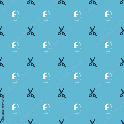 Set Scissors hairdresser and Baldness on seamless pattern. Vector