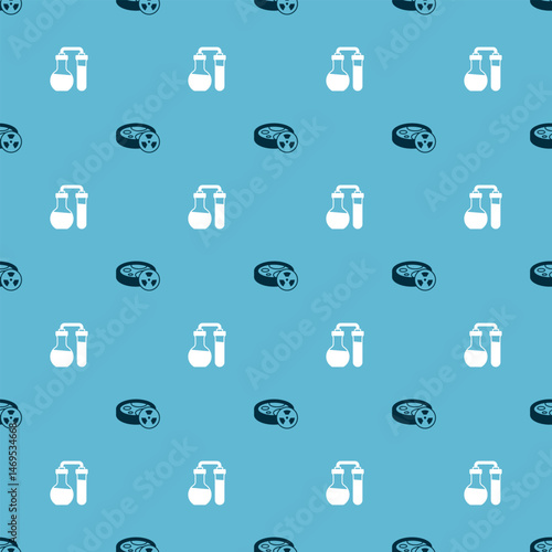 Set Test tube with toxic liquid and on seamless pattern. Vector
