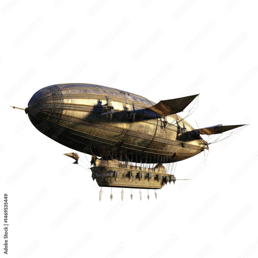 Fototapeta premium Ornate Steampunk Airship Soaring Through the Sky