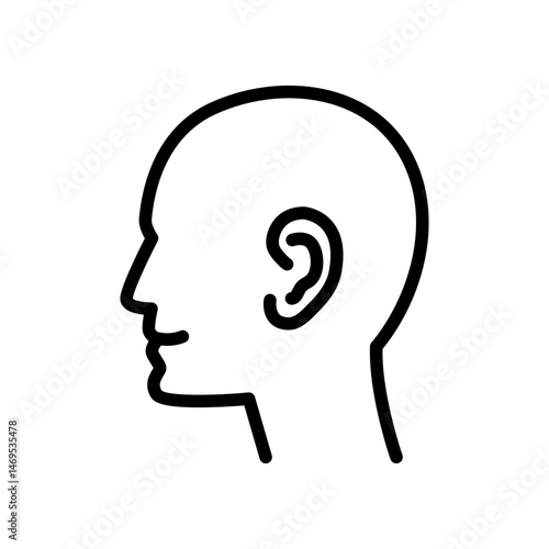 A simple illustration of a persons profile icon. Avatar and human head icon line style. Vector symbol isolated on white background.