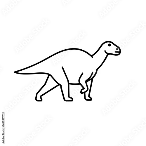 Elegant Flat Design Illustration Series of the Ancient Parasaurolophus with Sleek, Detailed Line Icons Emphasizing Clarity and Balance