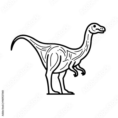 Elegant Stylized Baryonyx Dinosaur Icon Collection in Intricate Flat Linear Style with Artistic Geometry and Simplicity