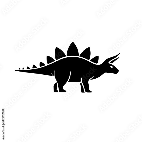 Unique Minimalistic Stegosaurus Dinosaur Icon Collection with Flat Design and Unique Outline Detailing for Creative Expression