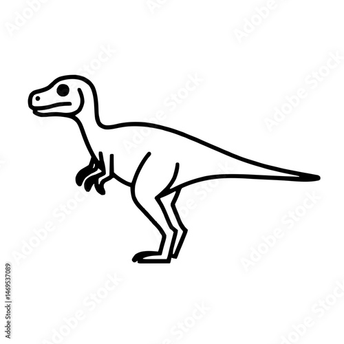 Contemporary Velociraptor Icon Set with Minimalist Flat Design and Unique Outlines for Vector Graphics